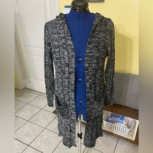 Faded Glory Black and White Knit Sweater w/Hood